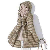 Kobieta kurtki z puchu kaczego zima Plus rozmiar Ultralight z kapturem kobiety żakiet przenośny długi parki wyściełane Puffer płaszcz 6XL 7XL 3